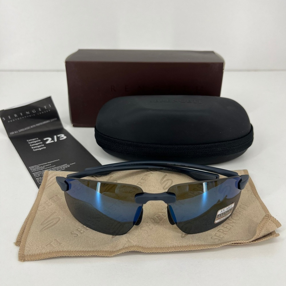 Serengeti Erice 8503 Sport Sunglasses Sanded Dark Grey Polarized PhD Blue Lenses